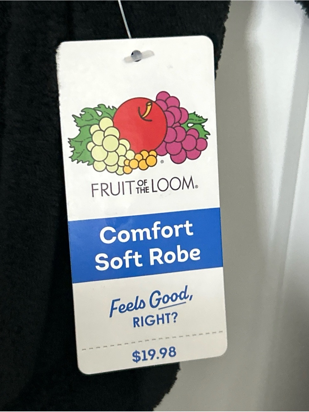 Fruit of the Loom Men's Sleep Soft Fleece Robe, One Size- Black- NWT - Picture 5 of 7